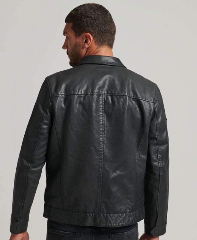 Superdry облекло N00H948 черен мъже прилепнало треньорско кожено яке