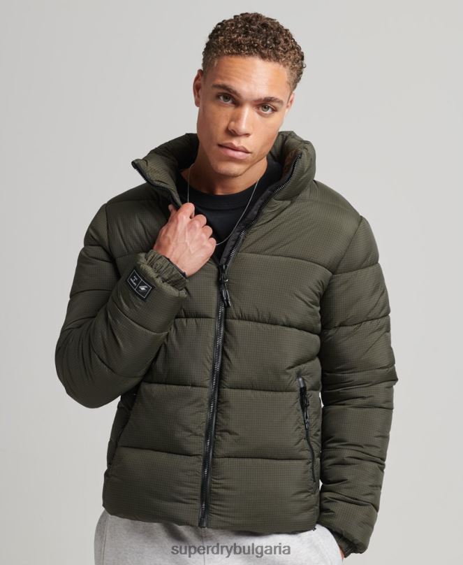 Superdry облекло N00H956 зелено мъже спортно пухено яке без качулка