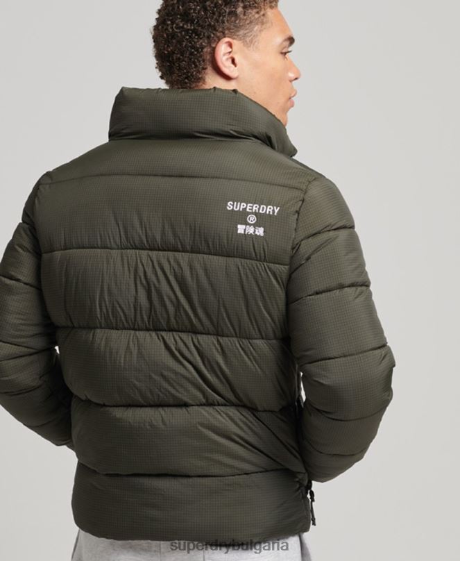 Superdry облекло N00H956 зелено мъже спортно пухено яке без качулка