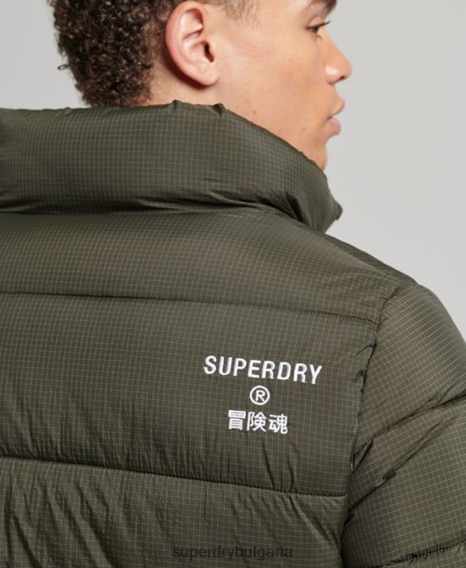 Superdry облекло N00H956 зелено мъже спортно пухено яке без качулка