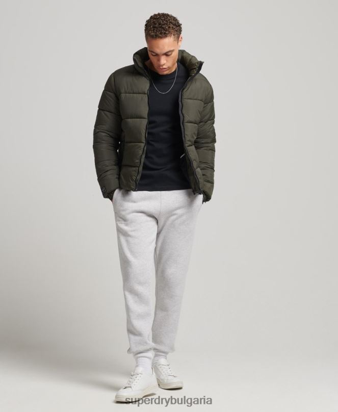 Superdry облекло N00H956 зелено мъже спортно пухено яке без качулка
