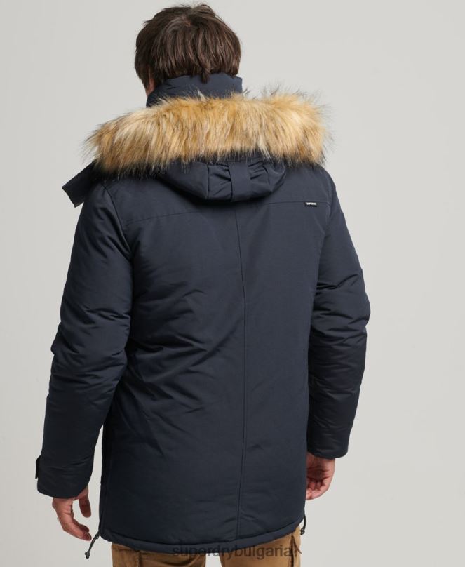Superdry облекло N00H957 военноморски флот мъже яке everest parka с изкуствена кожа и качулка