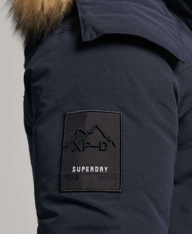 Superdry облекло N00H957 военноморски флот мъже яке everest parka с изкуствена кожа и качулка