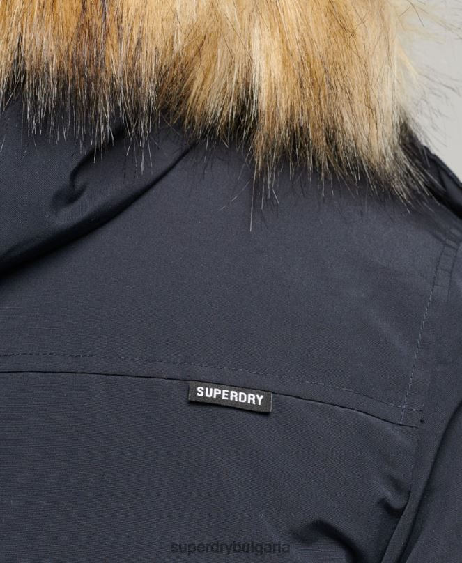 Superdry облекло N00H957 военноморски флот мъже яке everest parka с изкуствена кожа и качулка