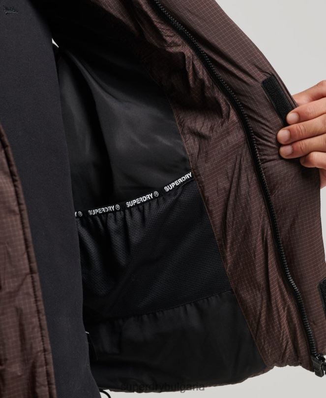 Superdry облекло N00H958 кафяво мъже жилетка с кратка подплата