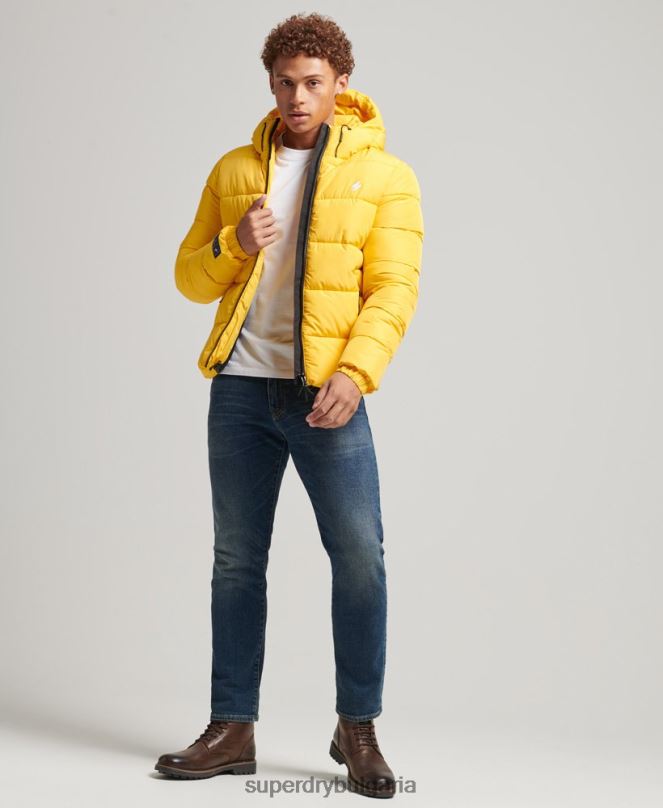 Superdry облекло N00H960 жълто мъже спортно пухено яке с качулка