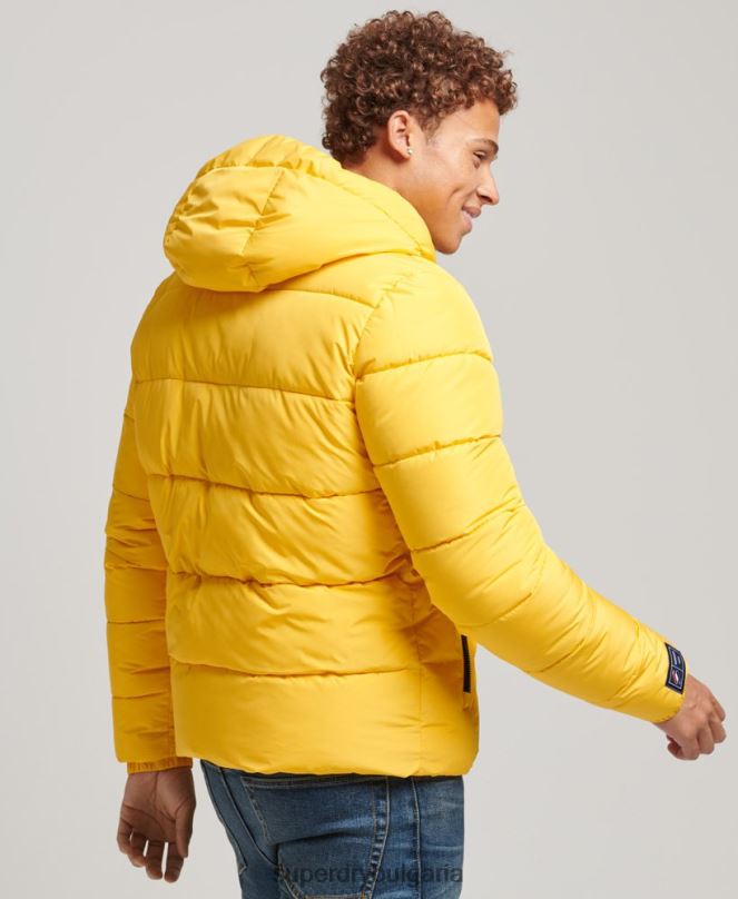 Superdry облекло N00H960 жълто мъже спортно пухено яке с качулка