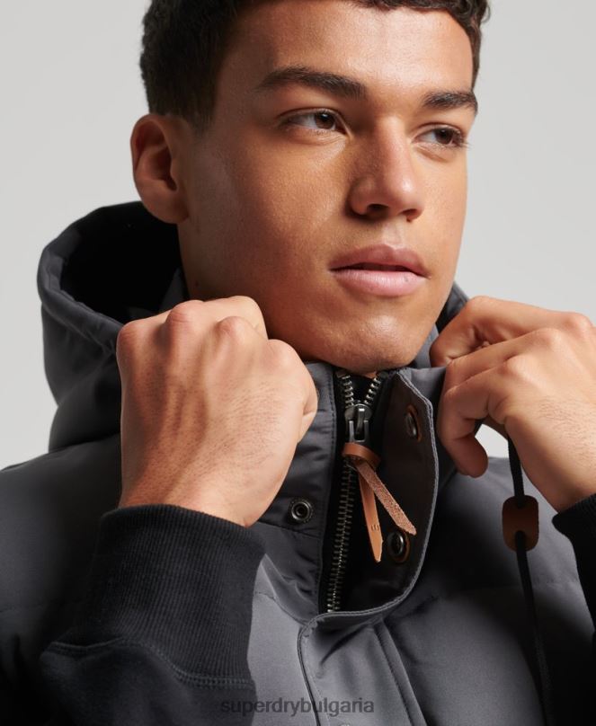 Superdry облекло N00H963 тъмно сив мъже жилетка с качулка Everest