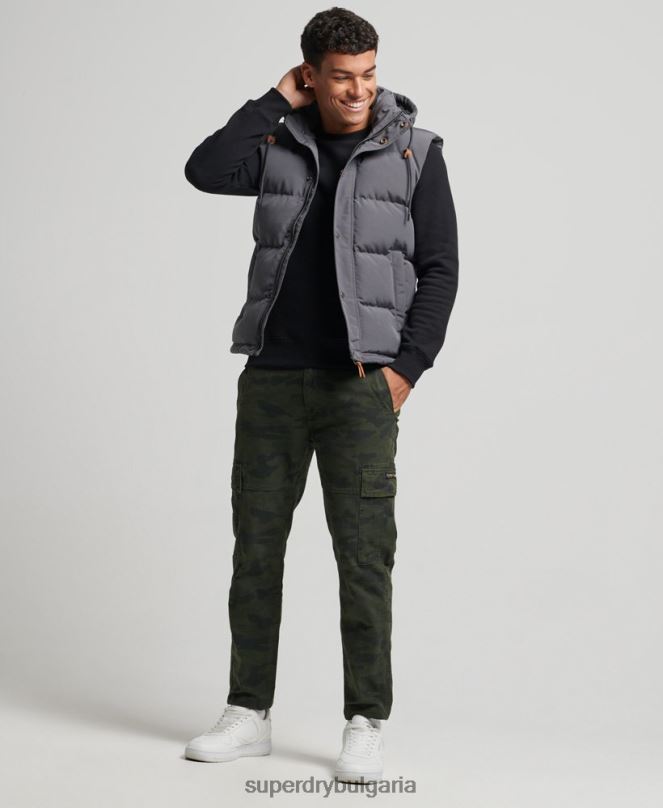 Superdry облекло N00H963 тъмно сив мъже жилетка с качулка Everest