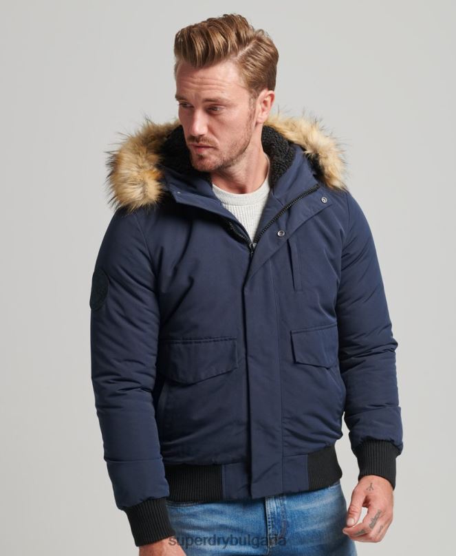Superdry облекло N00H964 военноморски флот мъже бомбър яке Everest