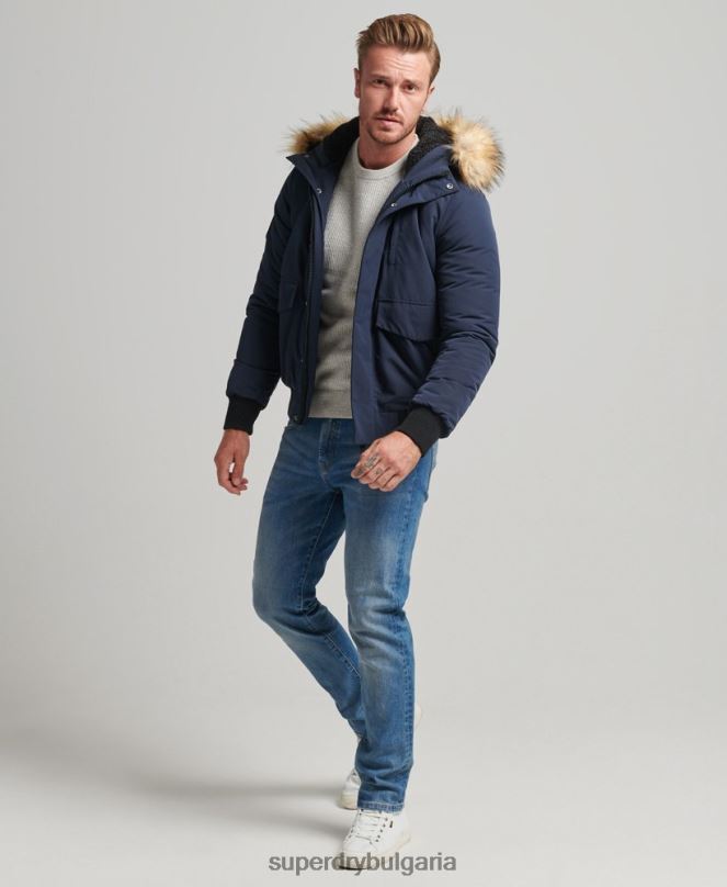 Superdry облекло N00H964 военноморски флот мъже бомбър яке Everest