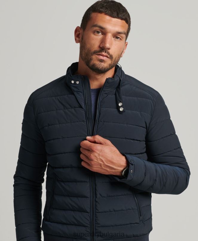 Superdry облекло N00H965 военноморски флот мъже подплатено яке харингтън