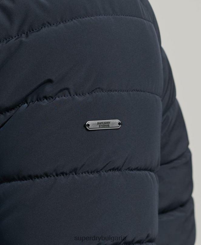Superdry облекло N00H965 военноморски флот мъже подплатено яке харингтън