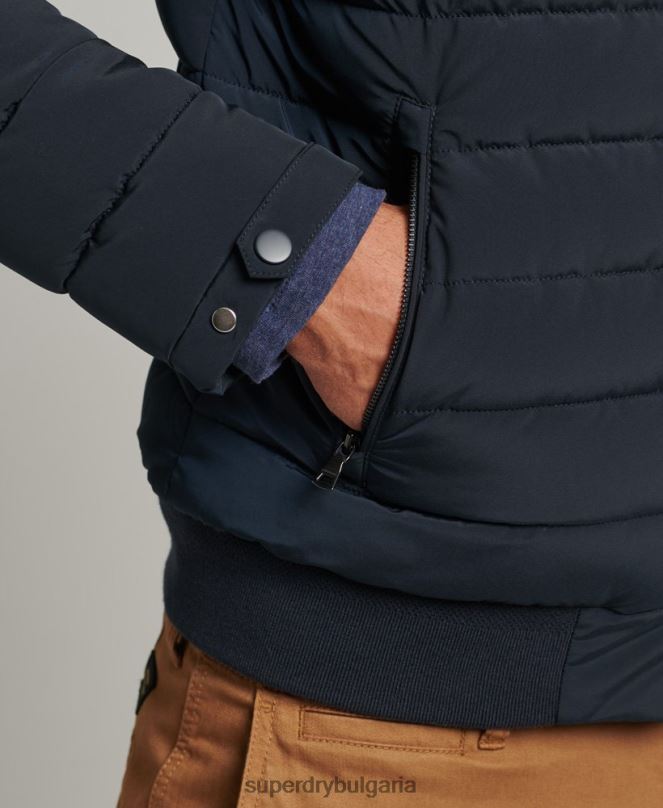 Superdry облекло N00H965 военноморски флот мъже подплатено яке харингтън