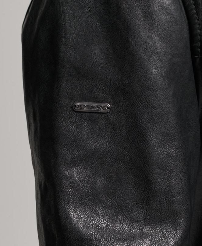 Superdry облекло N00H967 черен мъже кожено състезателно яке Studios