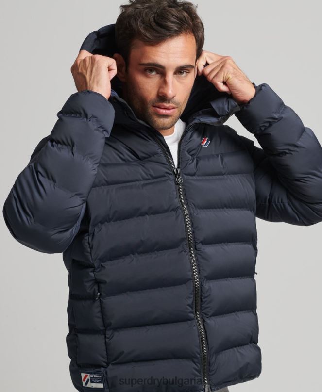 Superdry облекло N00H968 военноморски флот мъже термозапечатано подплатено яке