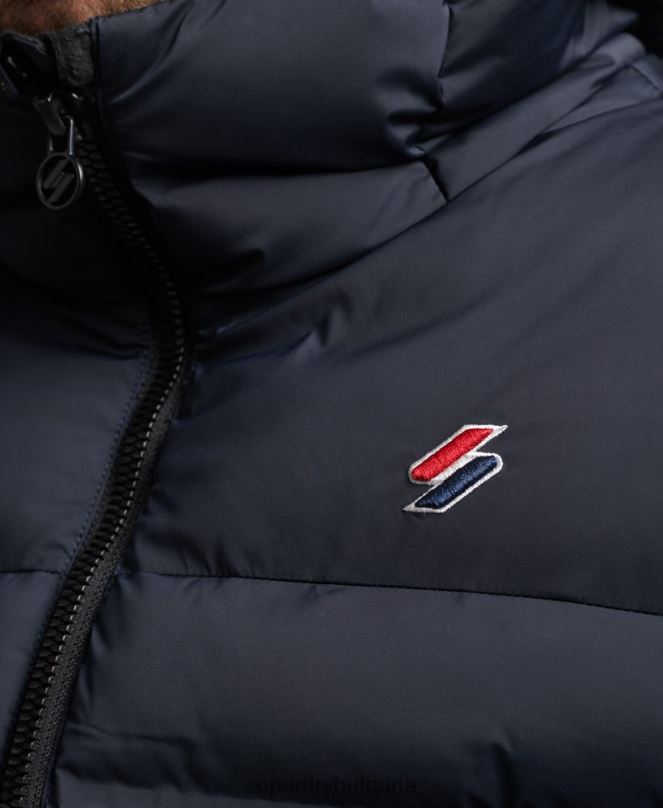 Superdry облекло N00H968 военноморски флот мъже термозапечатано подплатено яке