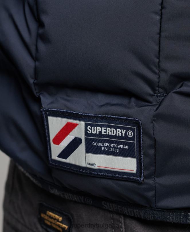 Superdry облекло N00H968 военноморски флот мъже термозапечатано подплатено яке