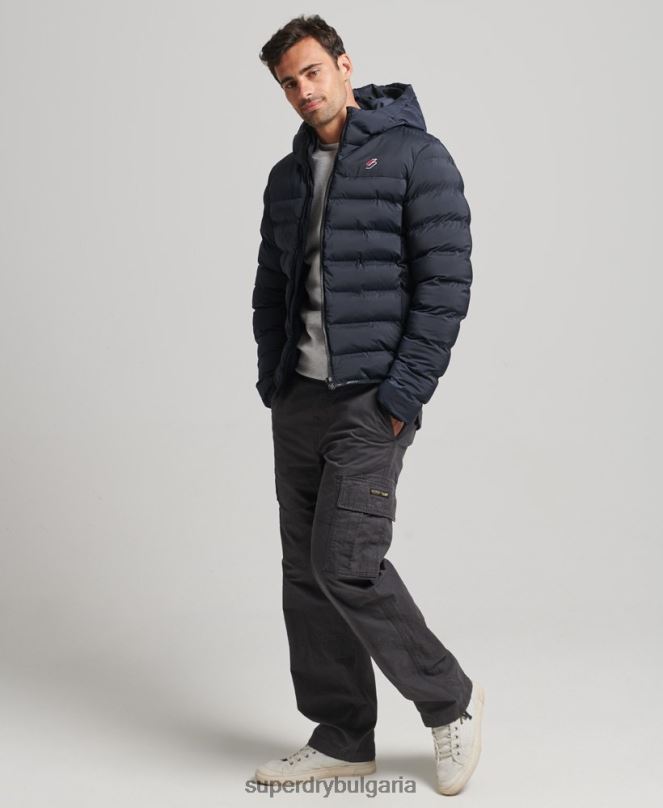 Superdry облекло N00H968 военноморски флот мъже термозапечатано подплатено яке