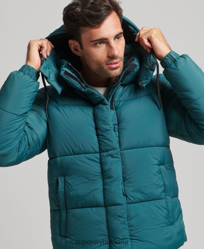 Superdry облекло N00H973 зелено мъже късо яке с подплатена линия