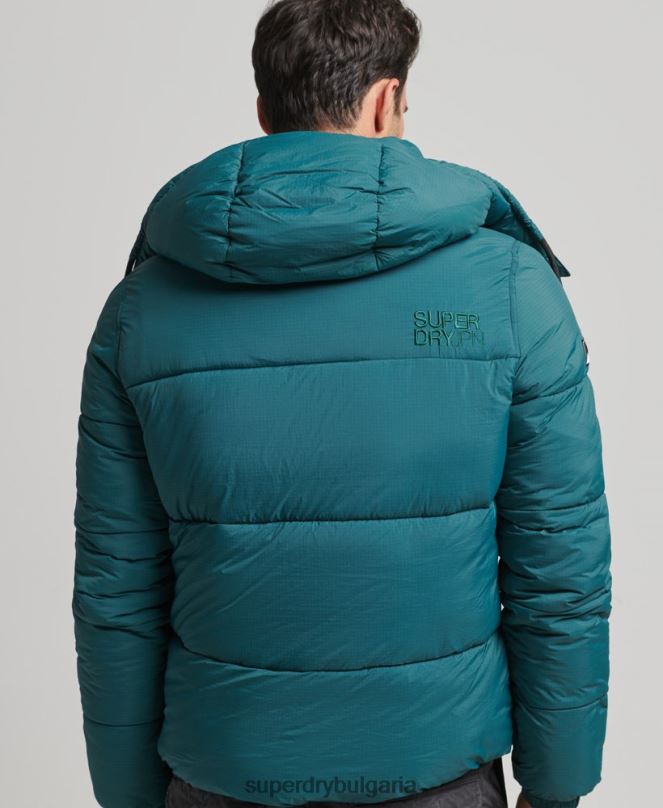 Superdry облекло N00H973 зелено мъже късо яке с подплатена линия