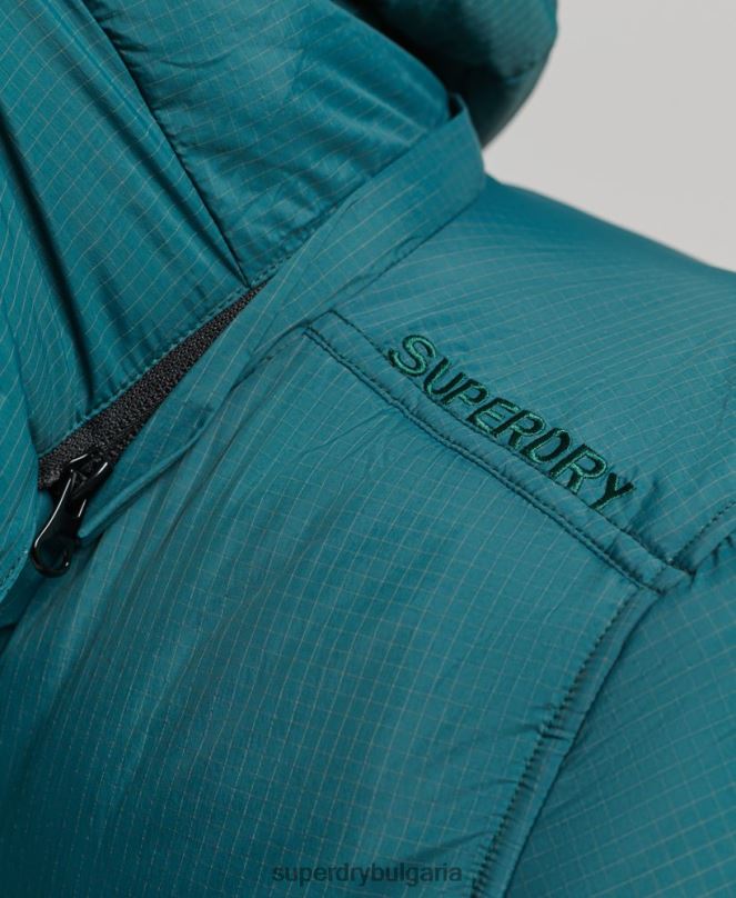 Superdry облекло N00H973 зелено мъже късо яке с подплатена линия