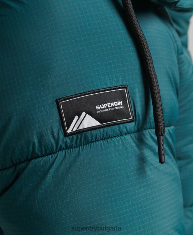 Superdry облекло N00H973 зелено мъже късо яке с подплатена линия