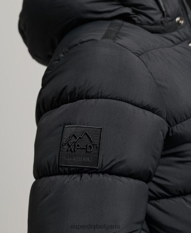 Superdry облекло N00H978 черен мъже спортно пухено яке с качулка xpd