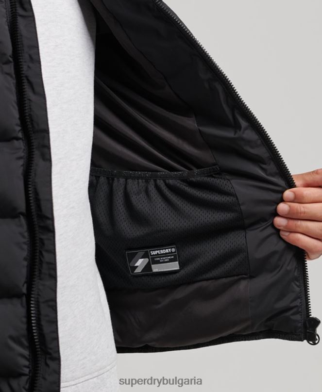 Superdry облекло N00H979 черен мъже термозапечатано подплатено яке