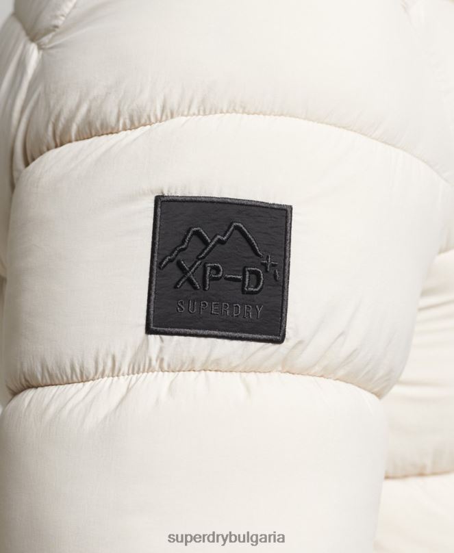 Superdry облекло N00H980 сметана мъже спортно пухено яке с качулка xpd