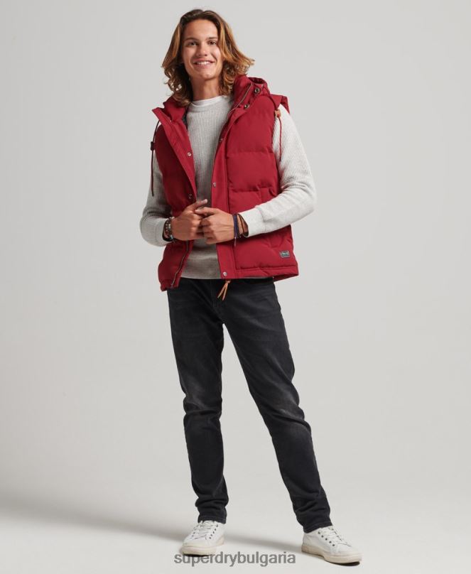 Superdry облекло N00H984 червен мъже жилетка с качулка Everest
