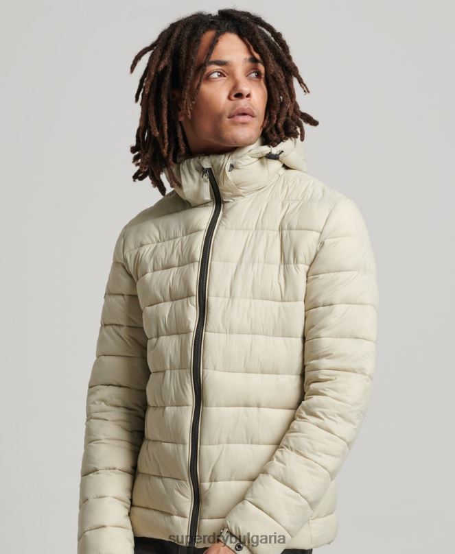 Superdry облекло N00H985 бежово мъже класическо пухено яке с качулка