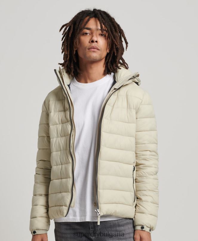 Superdry облекло N00H985 бежово мъже класическо пухено яке с качулка