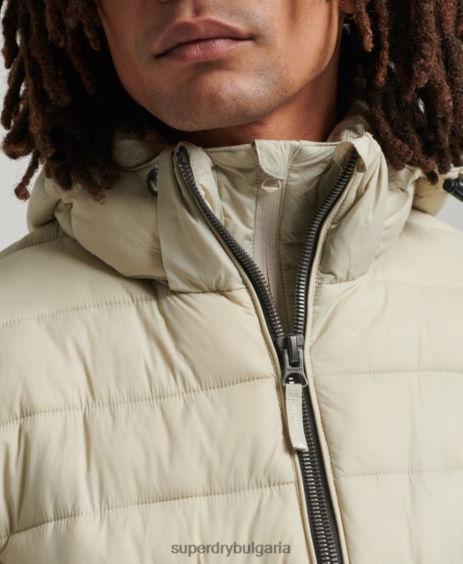 Superdry облекло N00H985 бежово мъже класическо пухено яке с качулка