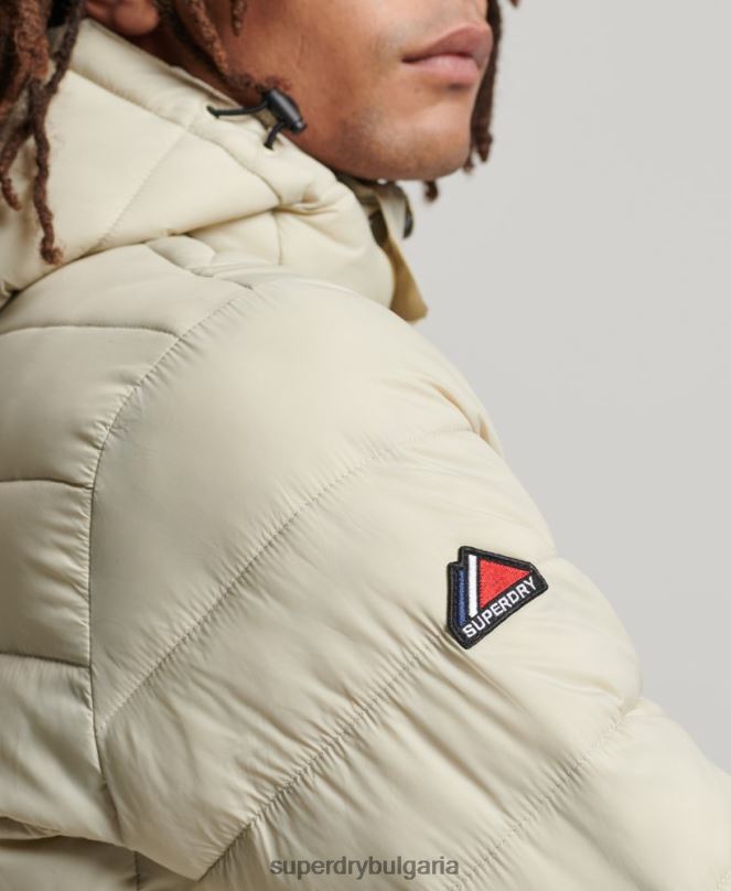 Superdry облекло N00H985 бежово мъже класическо пухено яке с качулка