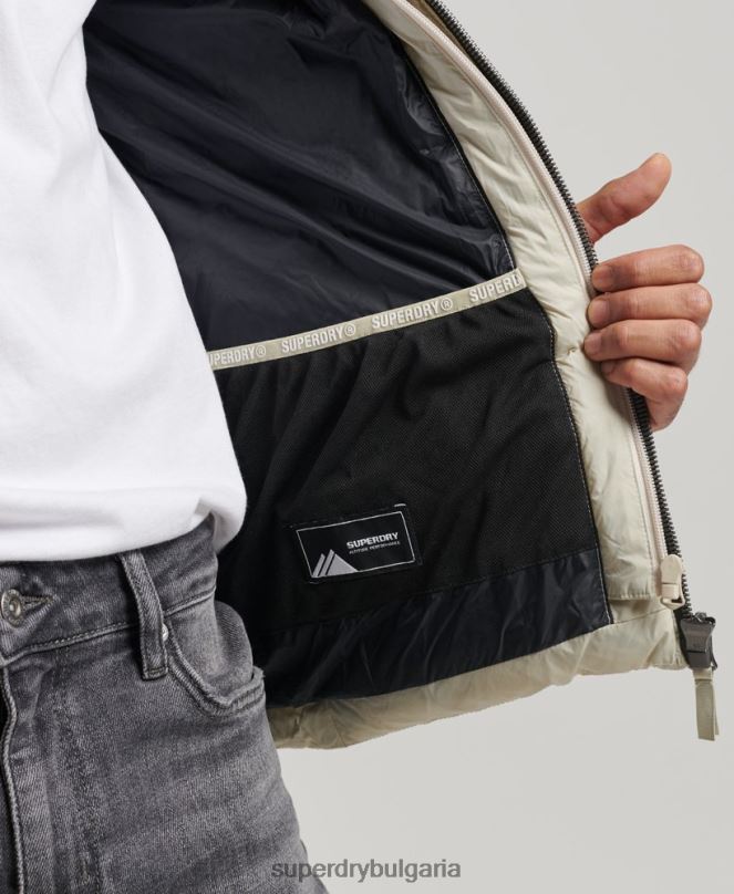 Superdry облекло N00H985 бежово мъже класическо пухено яке с качулка