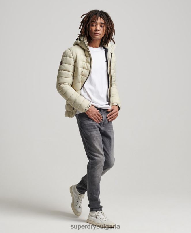 Superdry облекло N00H985 бежово мъже класическо пухено яке с качулка