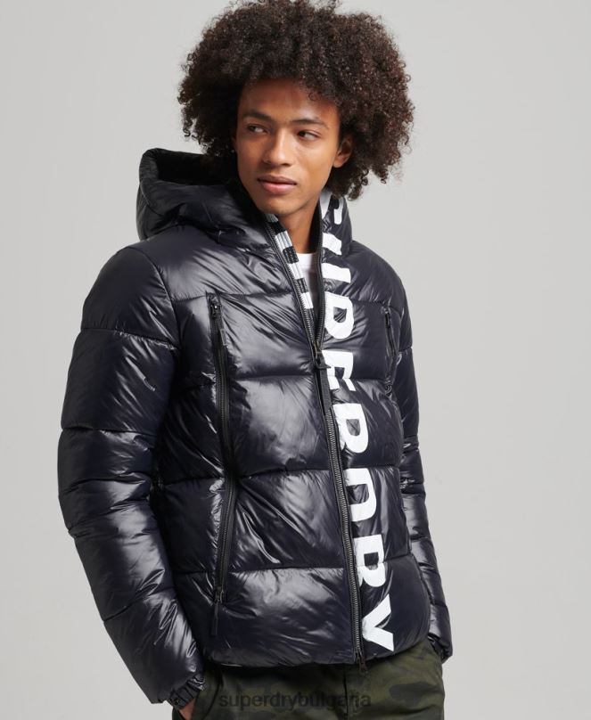 Superdry облекло N00H986 черен мъже планинско алпийско яке с качулка