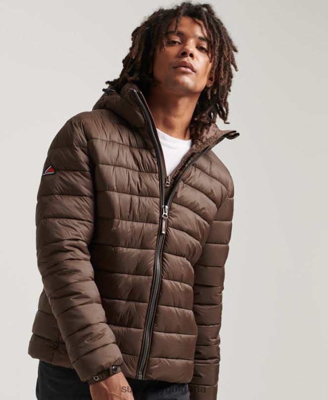 Superdry облекло N00H987 кафяво мъже класическо пухено яке с качулка