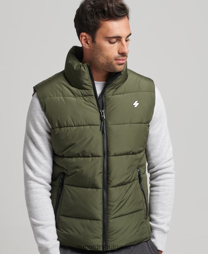 Superdry облекло N00H990 каки мъже спортна жилетка без качулка