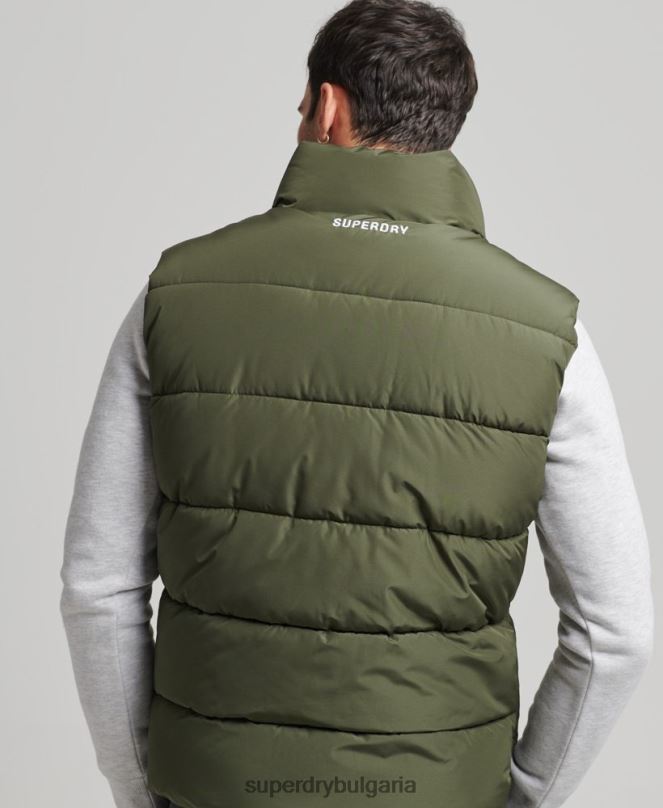 Superdry облекло N00H990 каки мъже спортна жилетка без качулка