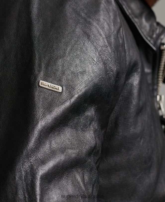 Superdry облекло N00H991 черен мъже прилепнало треньорско кожено яке