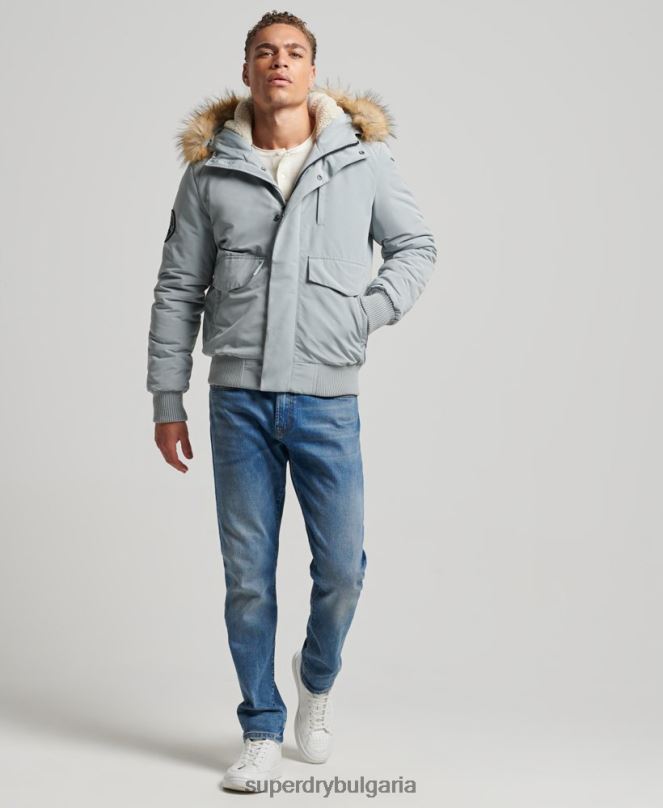 Superdry облекло N00H993 светло синьо мъже бомбър яке Everest
