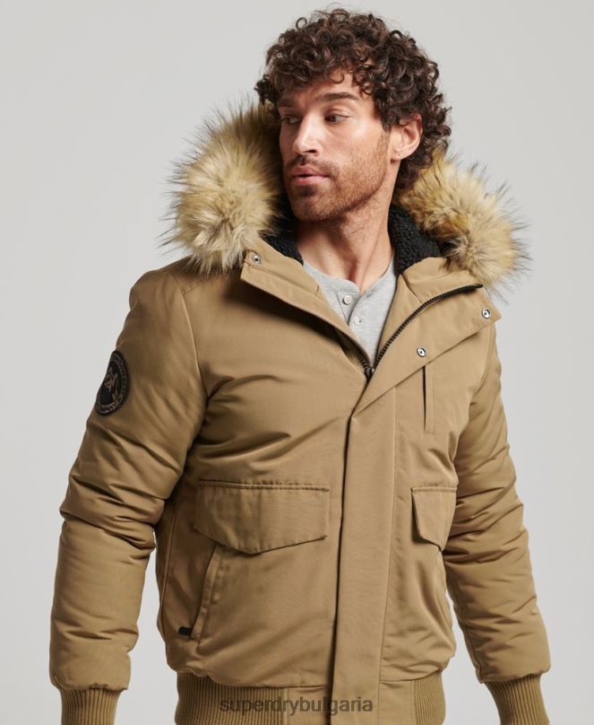 Superdry облекло N00H994 кафяво мъже бомбър яке Everest