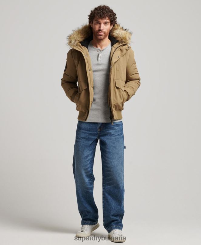 Superdry облекло N00H994 кафяво мъже бомбър яке Everest