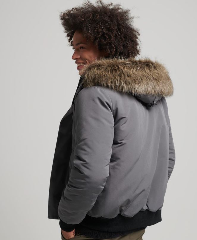 Superdry облекло N00H995 тъмно сив мъже бомбър яке Everest