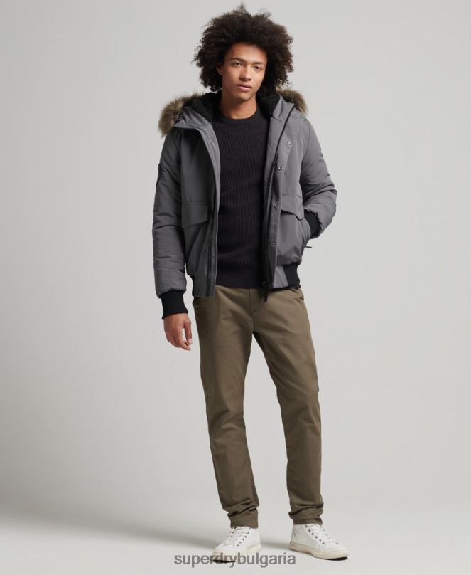 Superdry облекло N00H995 тъмно сив мъже бомбър яке Everest