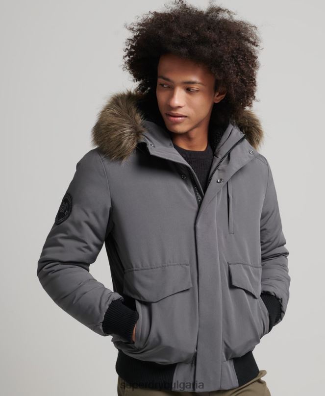 Superdry облекло N00H995 тъмно сив мъже бомбър яке Everest