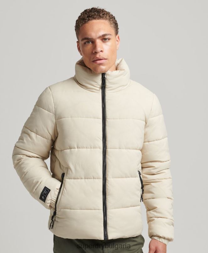 Superdry облекло N00H996 бежово мъже спортно пухено яке без качулка