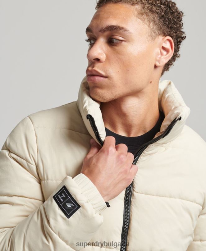Superdry облекло N00H996 бежово мъже спортно пухено яке без качулка